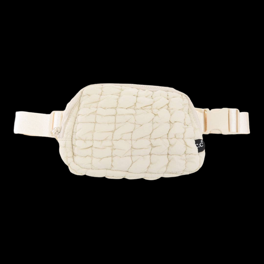 Quilted Puffer Belt Bag ~ Beige