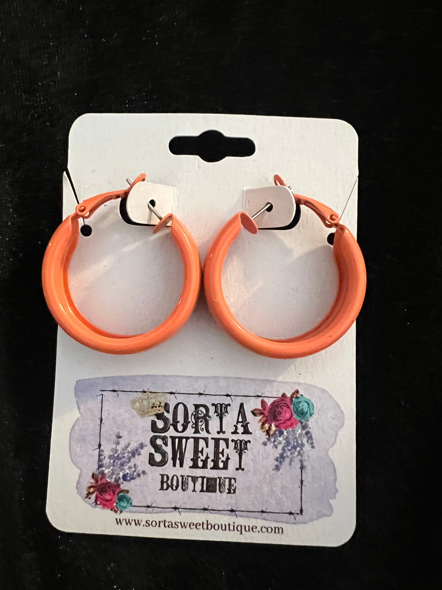 Small Colored Hoop Earrings ~ Orange