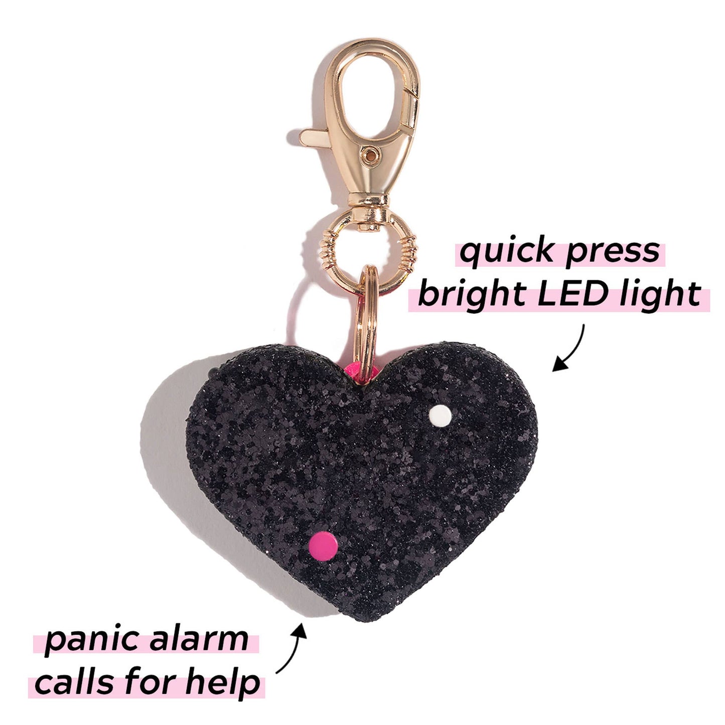 BLINGSTING - Safety Alarm | Black Glitter Heart