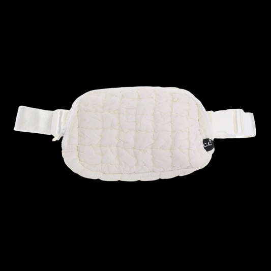 Quilted Puffer Belt Bag ~ Ivory