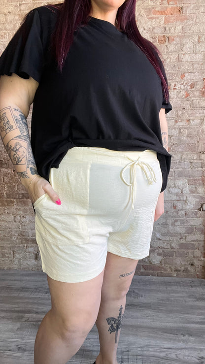 Curvy Soft Loose Fit  Shorts ~ Ivory