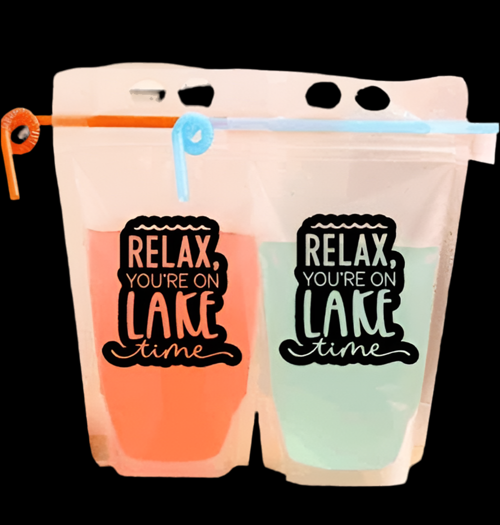 Adult Drink Pouch ~ Relax you're on Lake Time