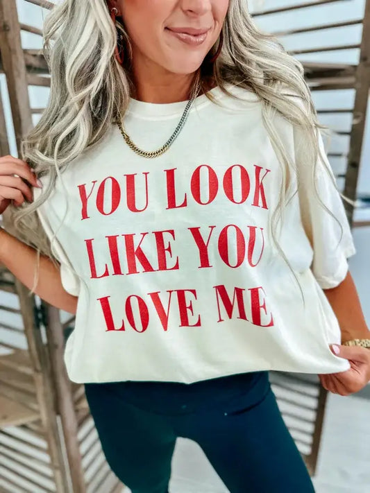 Curvy You Look Like You Love Me Ivory Graphic Tee