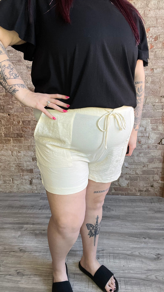 Curvy Soft Loose Fit  Shorts ~ Ivory