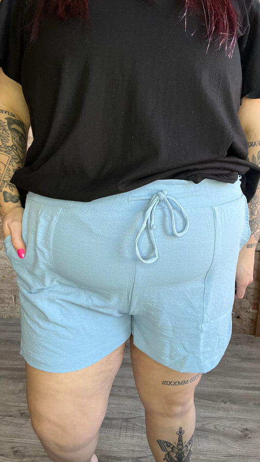 Curvy Soft Loose Fit  Shorts ~ Blue