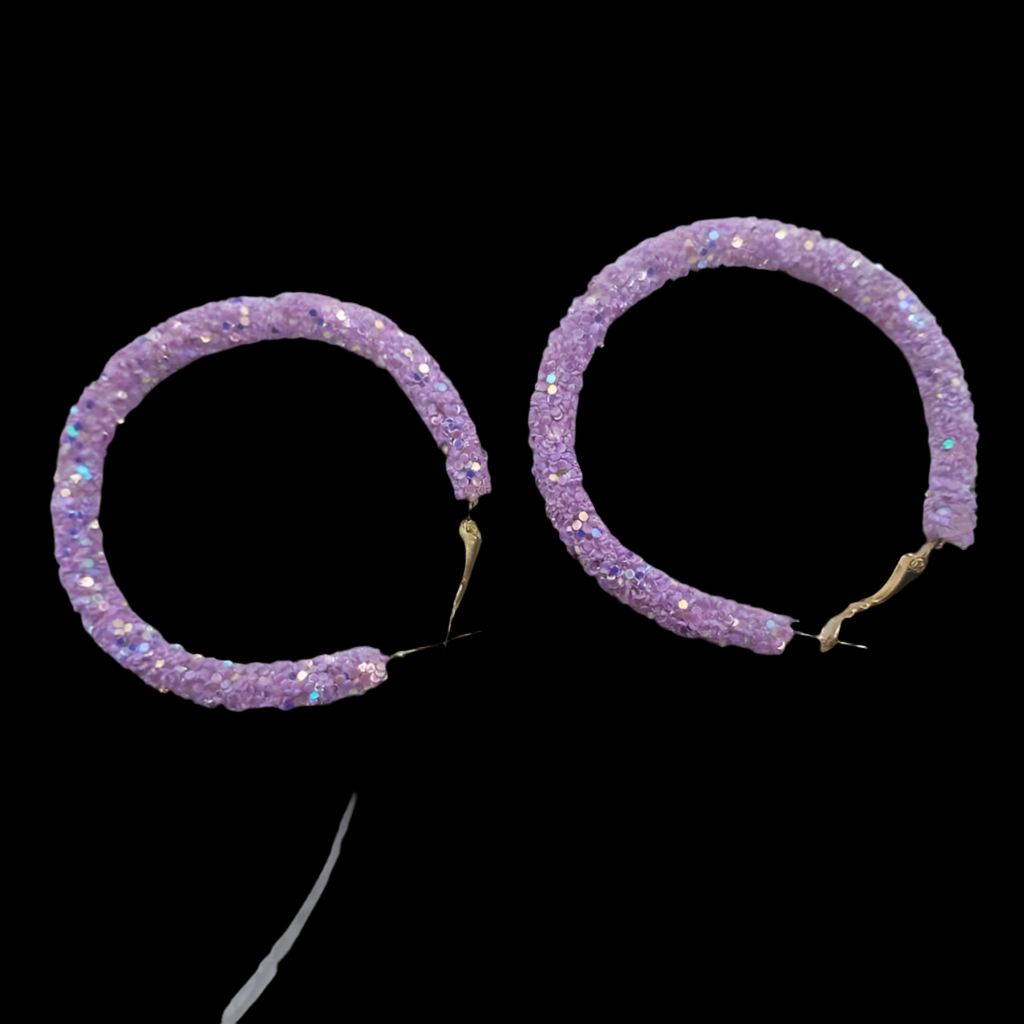 Glitter Hoop Earrings ~ Lavender