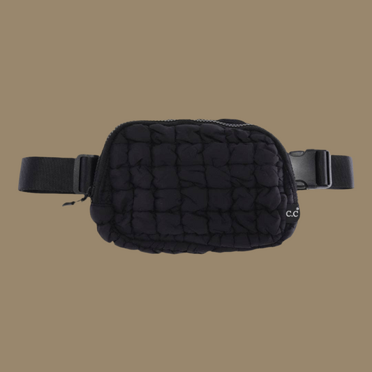 Quilted Puffer Belt Bag ~ Black