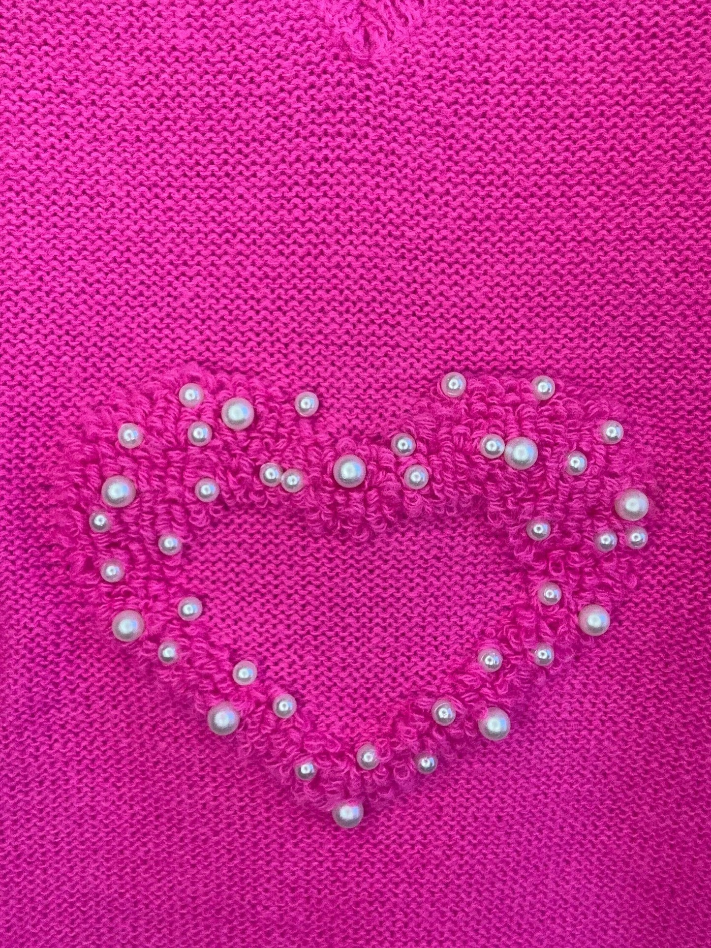 Heart Pearl Oversize Sweater ~ Fuchsia