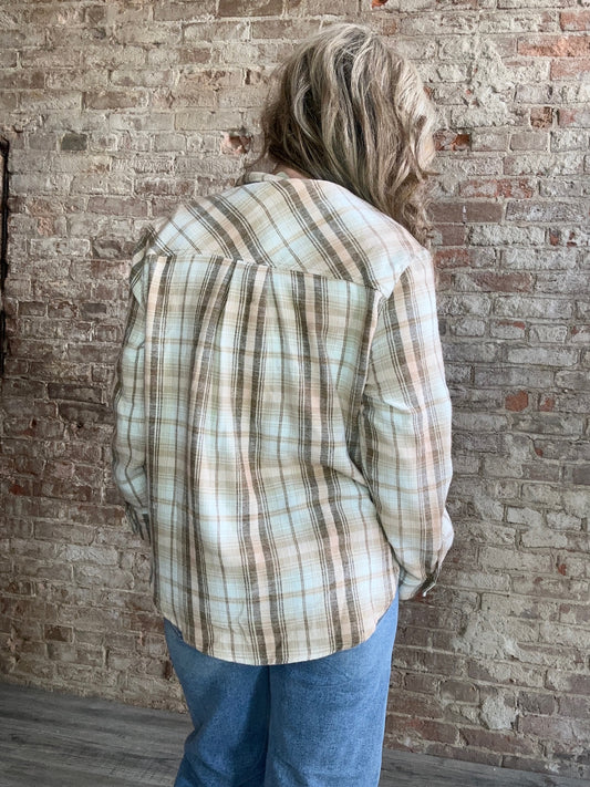 Plaid Flannel Button Down ~ Mocha