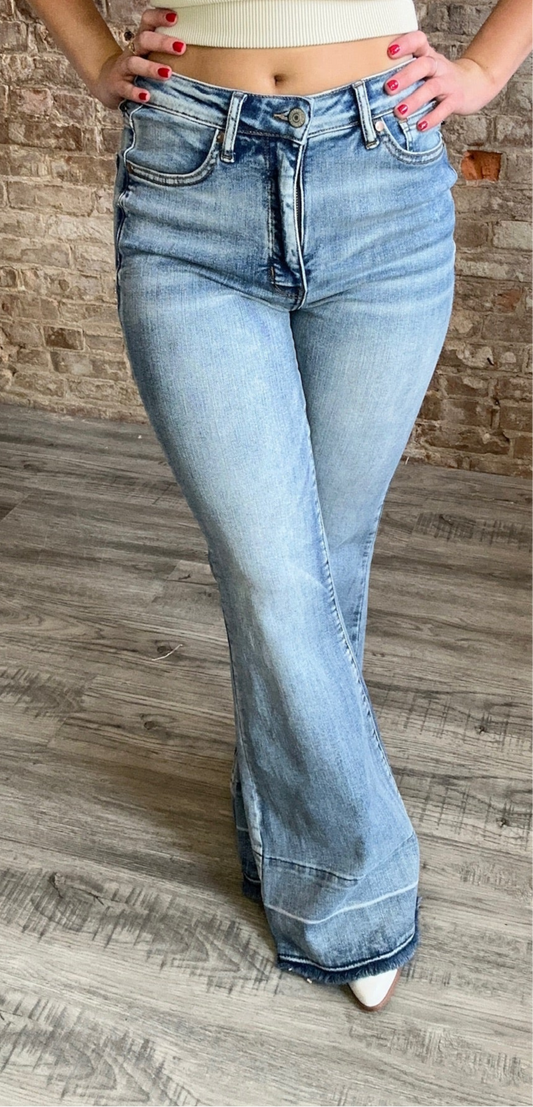 Judy Blue High Waisted Tummy Control Released Hem Flare Jeans