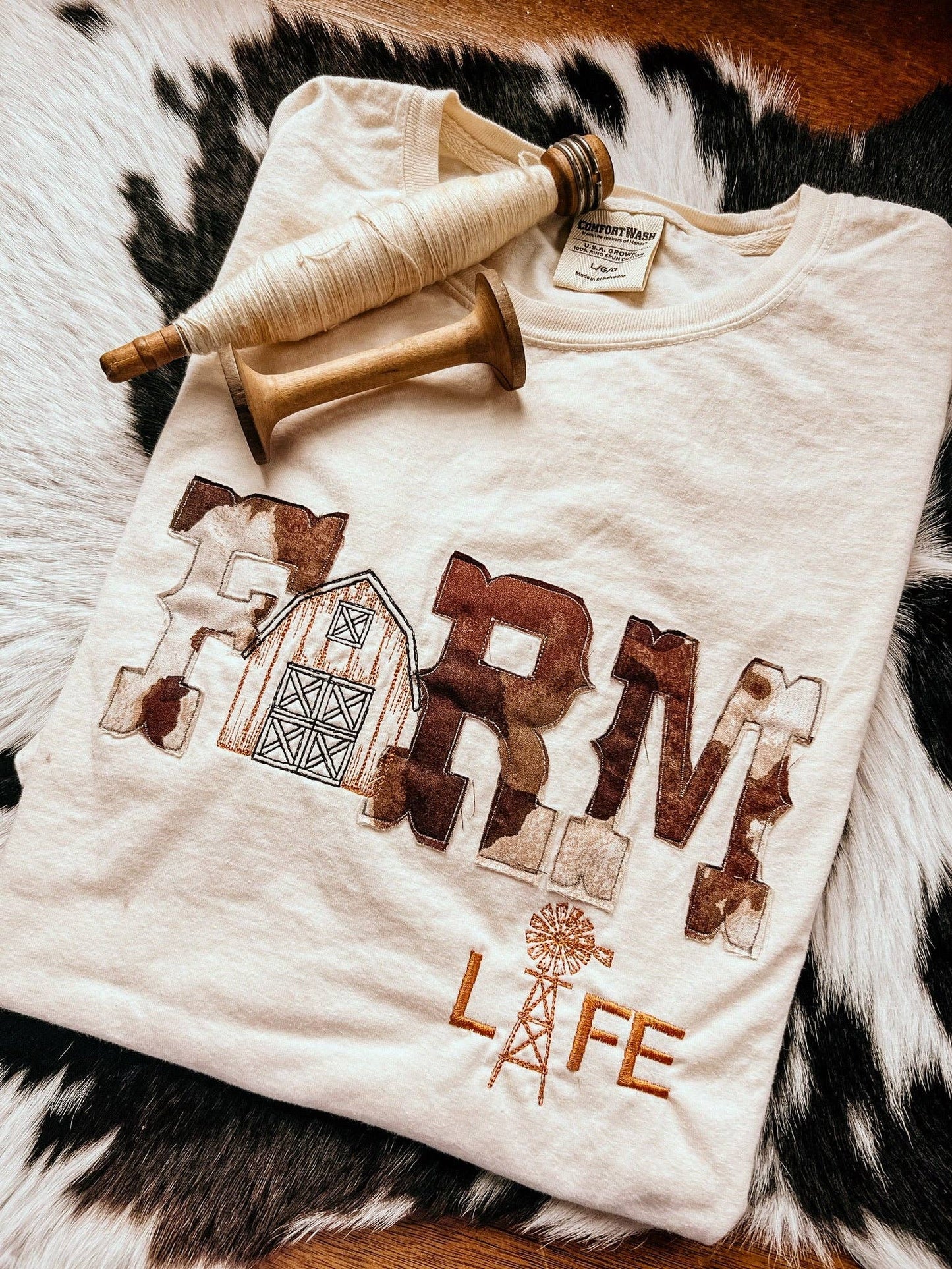 Curvy Farm Life Cow Print Tee