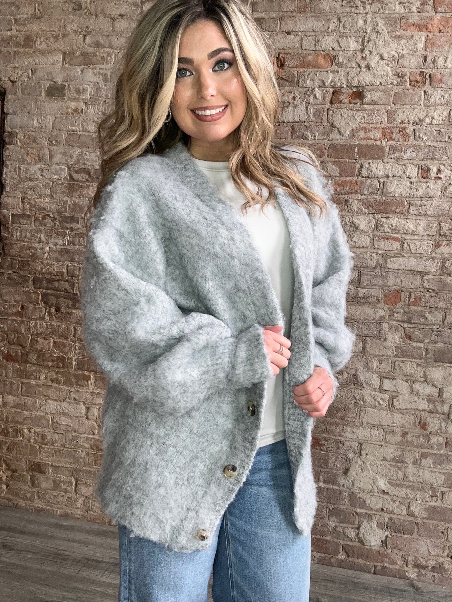 Sweet Mohair Soft Cardigan ~Grey