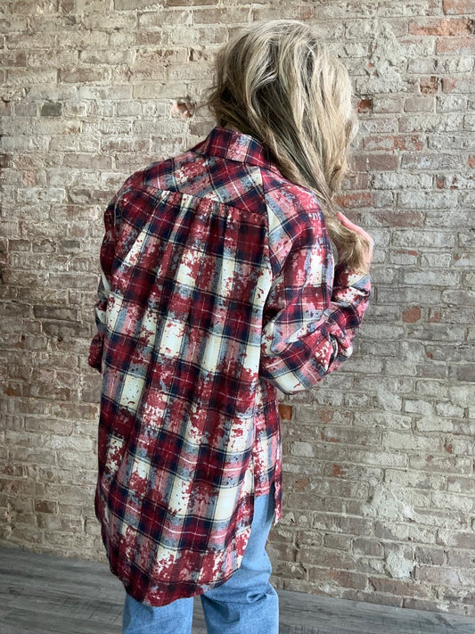 Oversized Plaid Shirt ~ Red