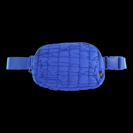 Quilted Puffer Belt Bag ~ Cobalt Blue