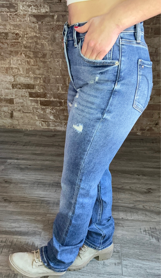 High Rise Slim Straight  Leg Jeans