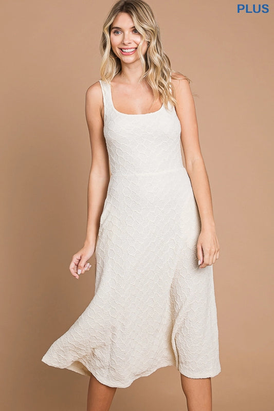 Sweet Textured Dress ~ Ivory