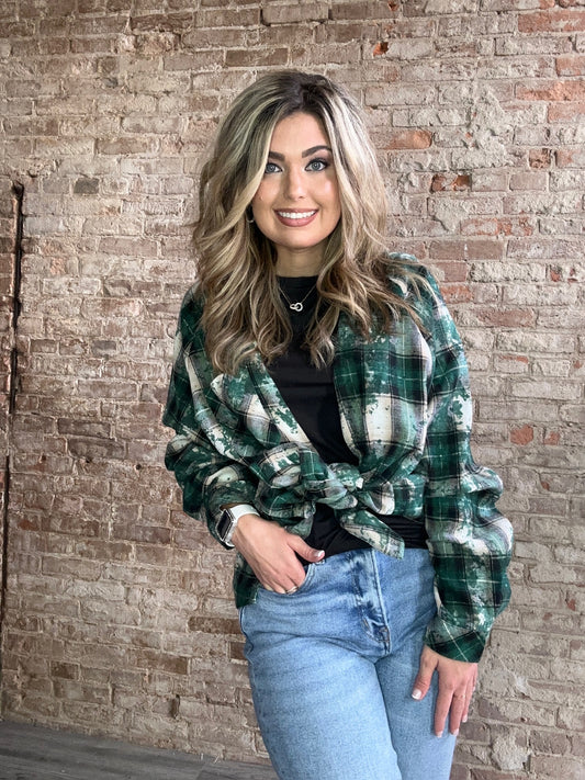 Oversized Plaid Shirt ~ Green