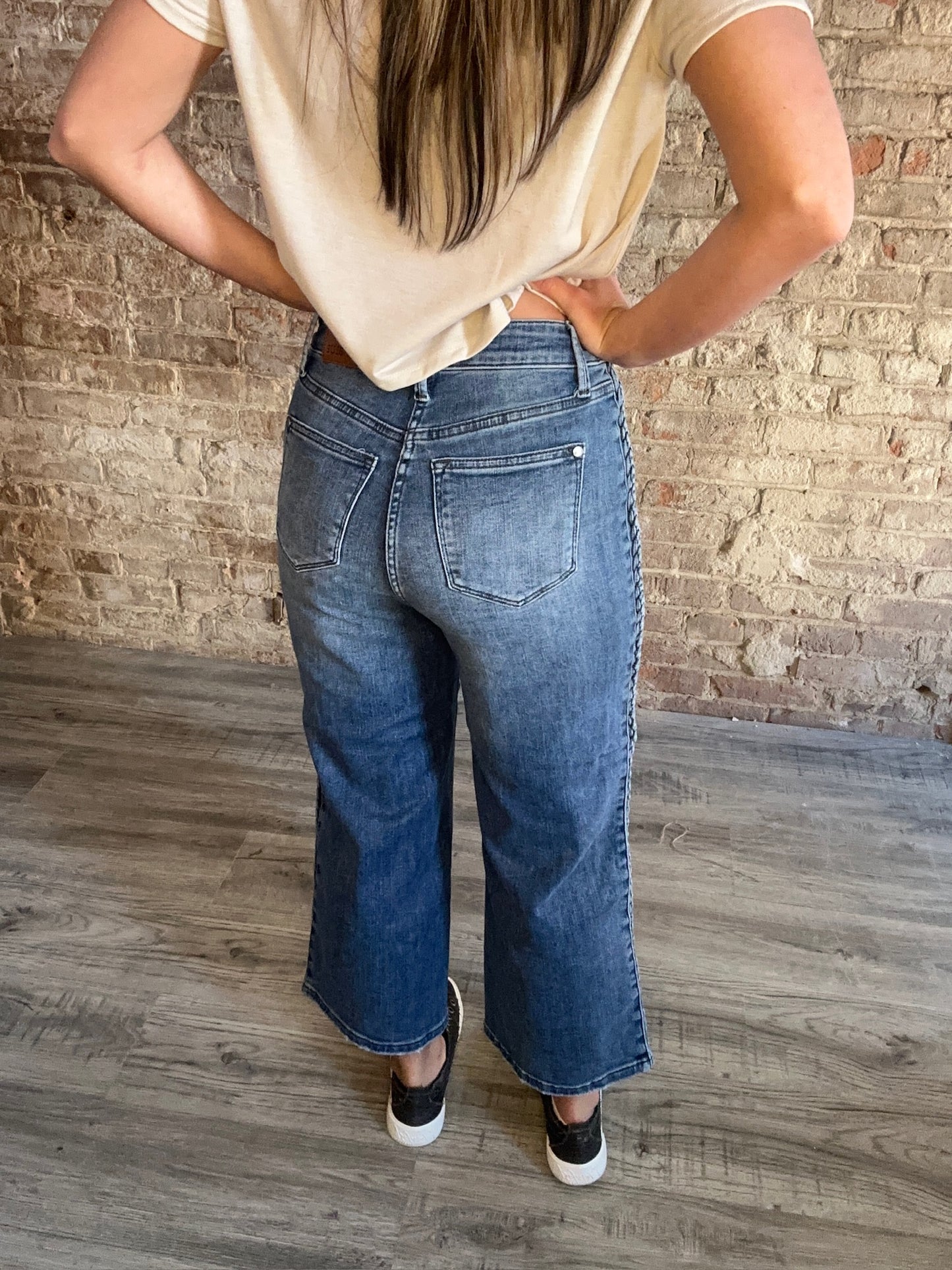 Judy Blue High Waisted Cropped Jeans with Braided Detail