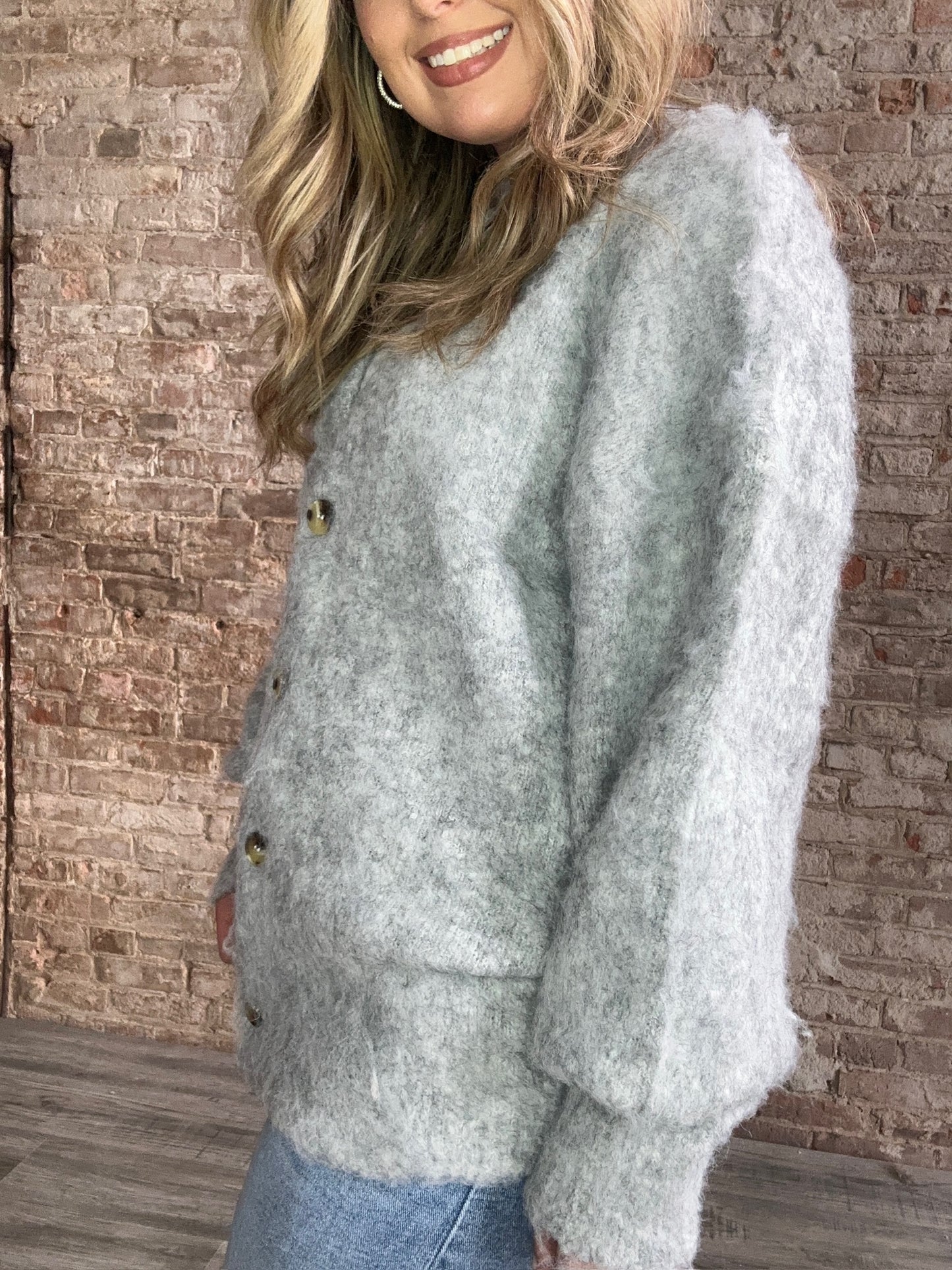 Sweet Mohair Soft Cardigan ~Grey