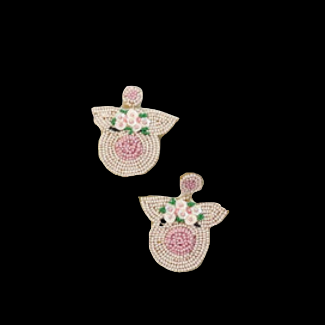 Piggy Beaded Dangle Earrings