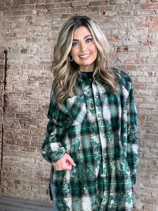 Oversized Plaid Shirt ~ Green