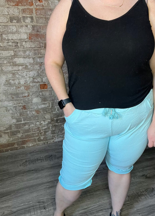 Curvy Sorta Sweet Magic Shorts ~ Aqua