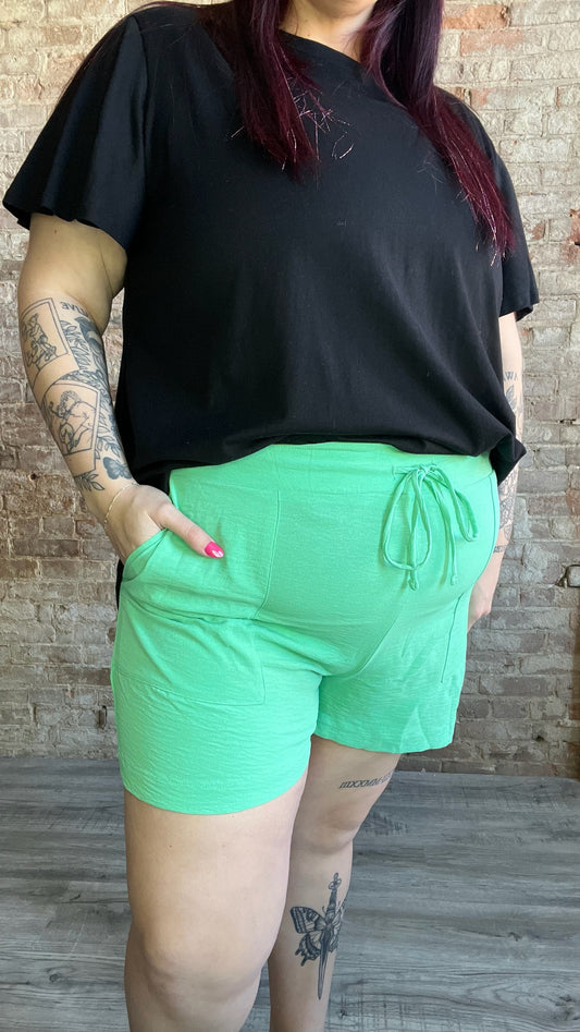 Curvy Soft Loose Fit  Shorts ~ Green