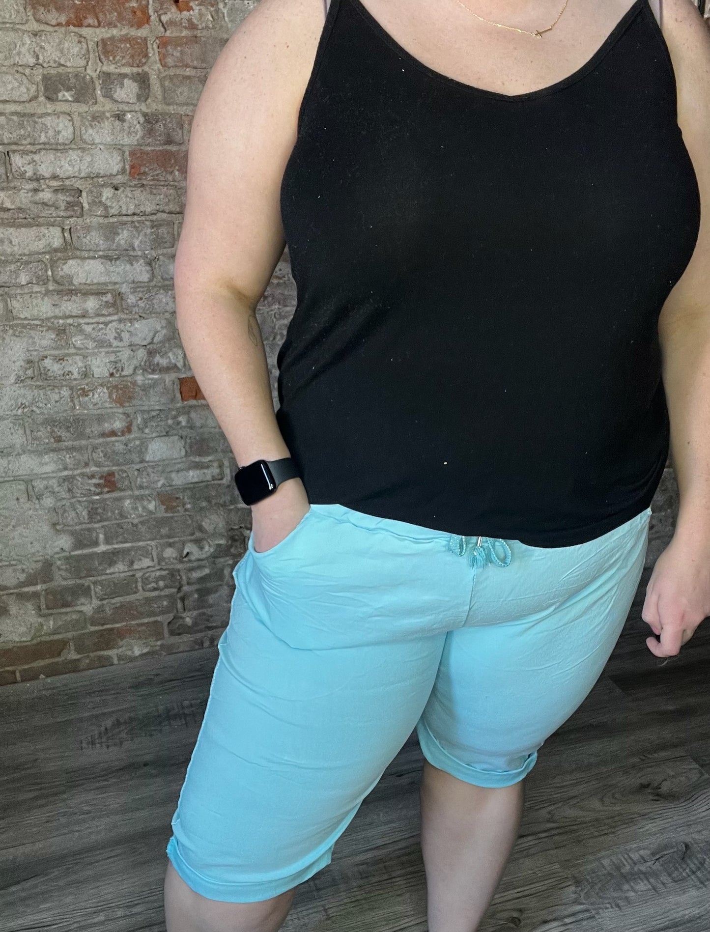 Curvy Sorta Sweet Magic Shorts ~ Aqua