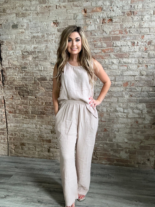 Sweet Gauze Wide Leg Pants ~ Mocha