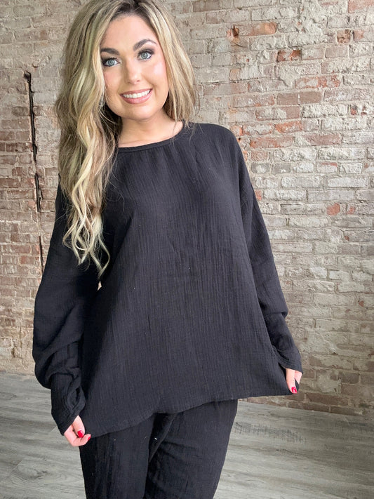 Sweet Gauze Summer Shirt ~ Black