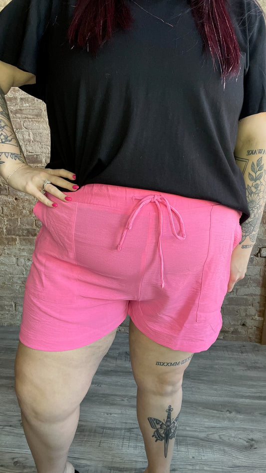 Curvy Soft Loose Fit  Shorts ~ Pink