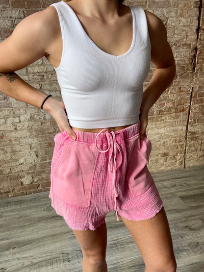 Gauze Knit Shorts ~ Pink