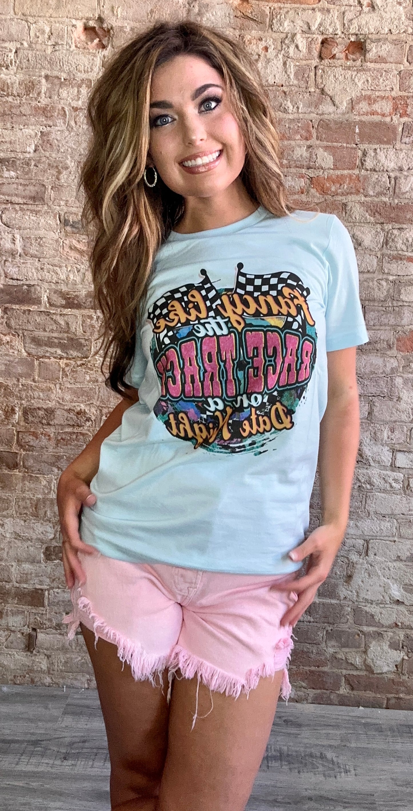 Fancy Like The Race Track T-Shirt ~ Ice Blue