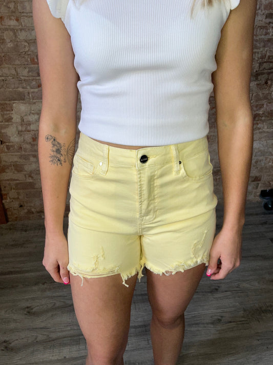 RISEN Denim Shorts ~ Pale Yellow