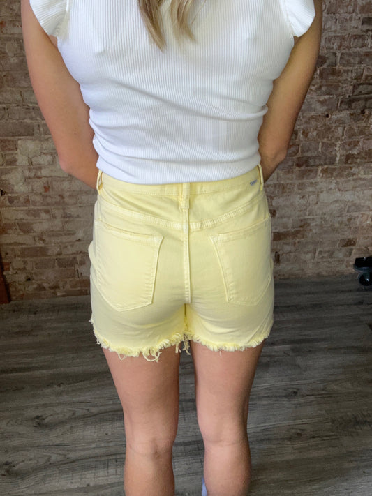 RISEN Denim Shorts ~ Pale Yellow