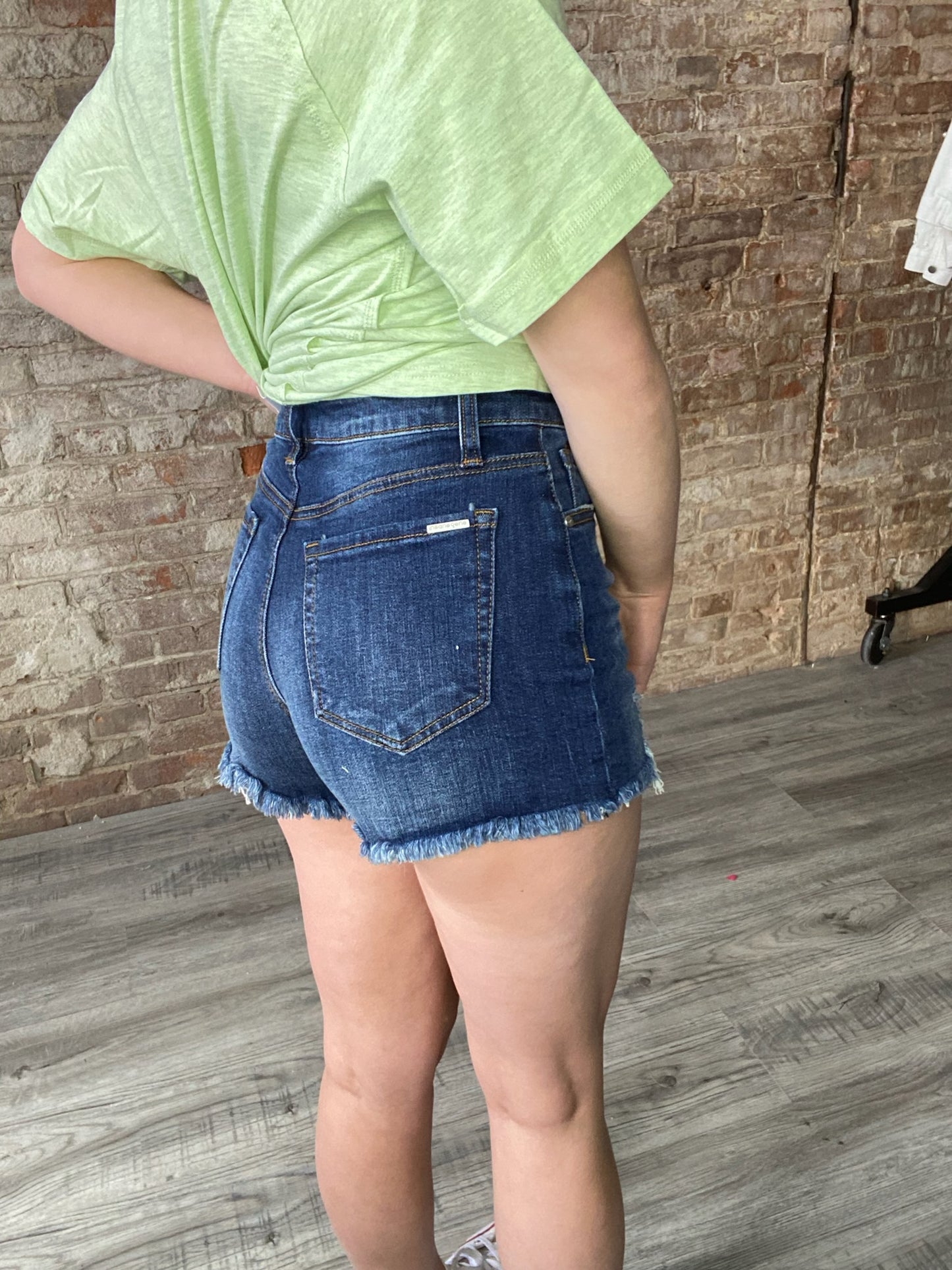 High Rise Lace Denim Shorts