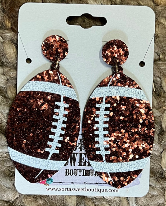 Glitter Football Dangle Earrings