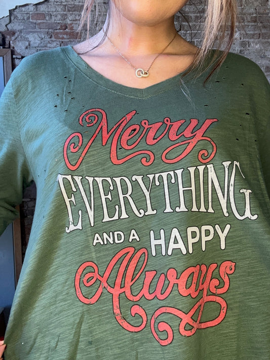 Merry Everything Distressed Shirt