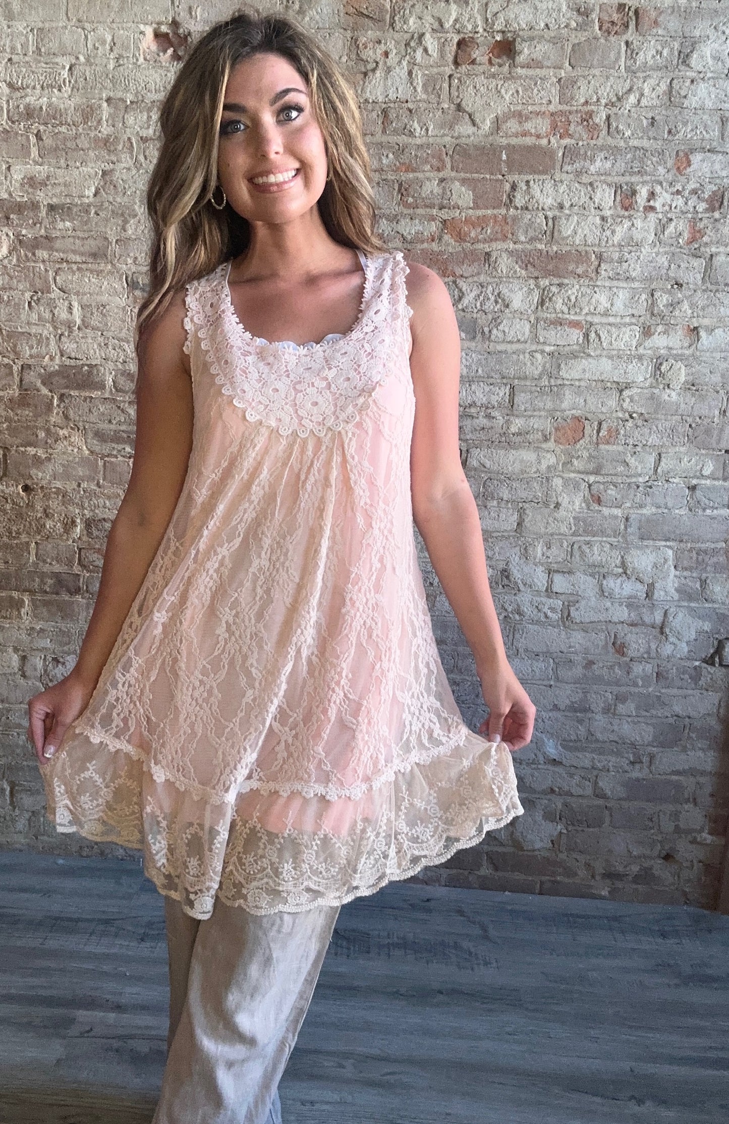 Sweet All Lace Tunic ~ Pink