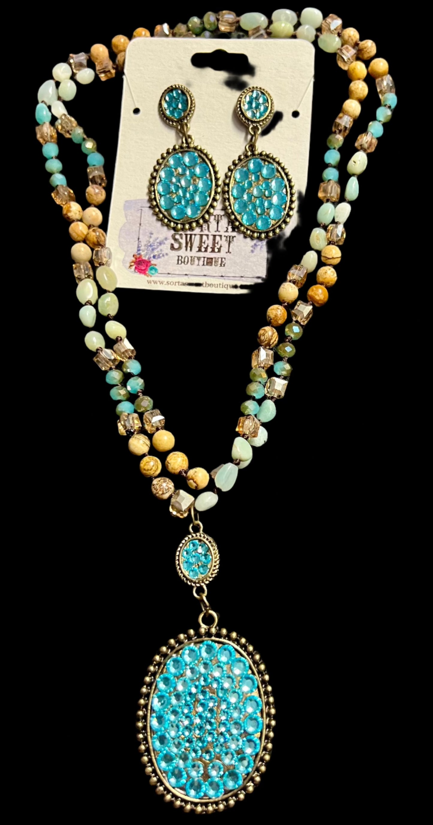 Natural Stone Jewelry Set ~Teal
