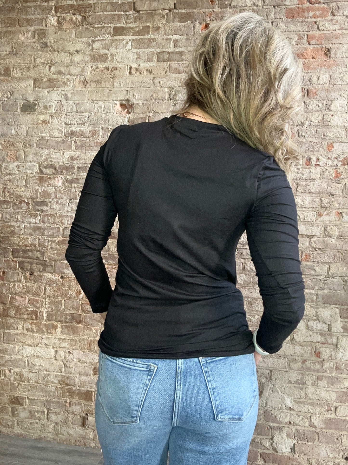 Brushed Microfiber Long Sleeve Tee ~ Black