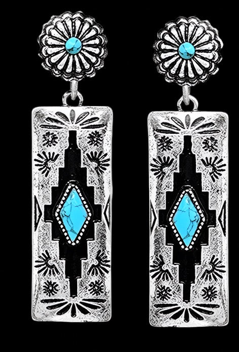 Western Aztec Turquoise  Earrings