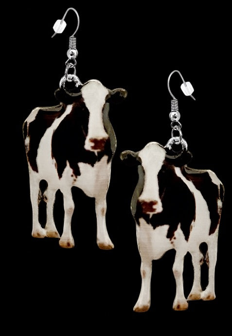 Black n White Cow Earrings