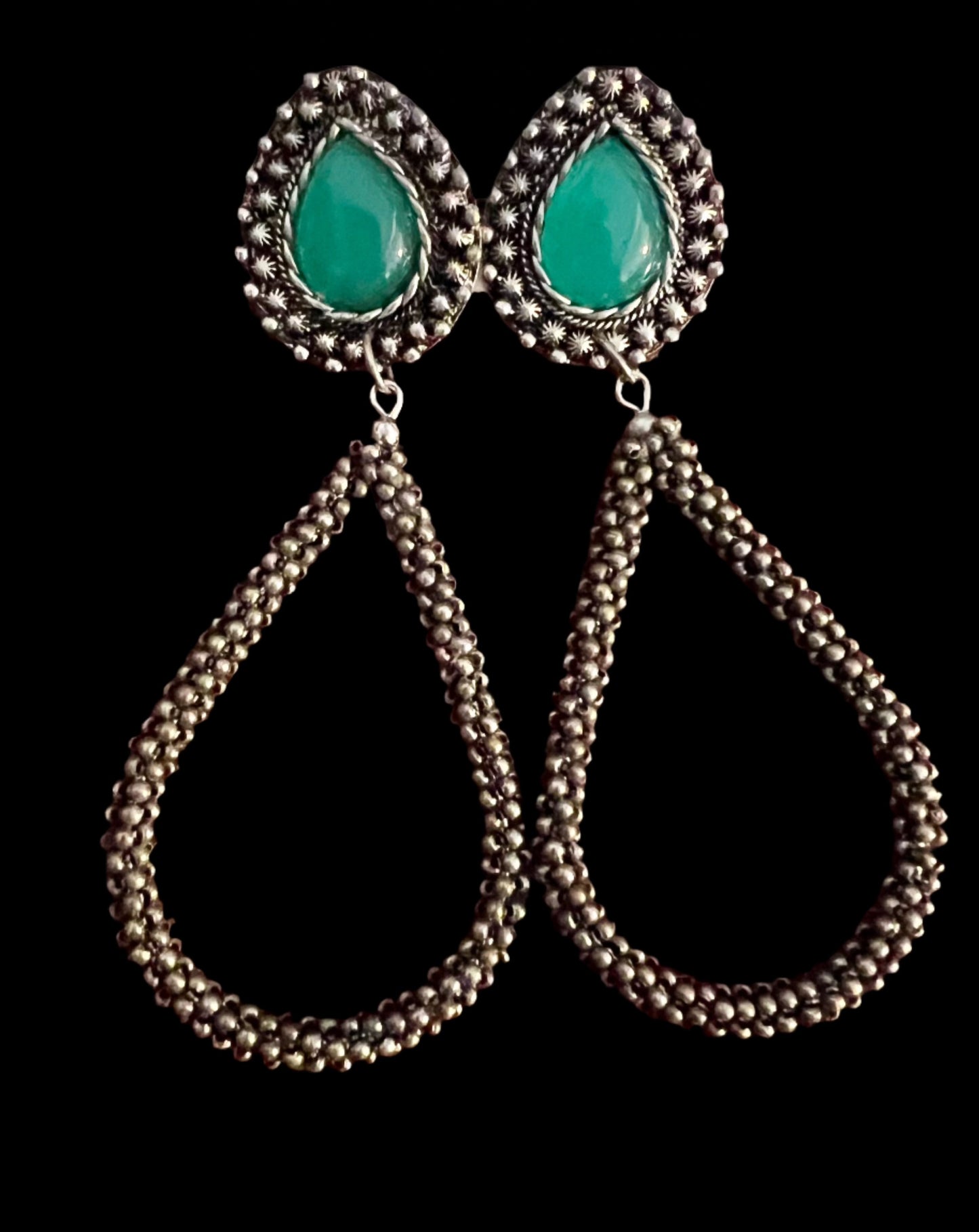 Western Turquoise Raindrop Dangle Earrings