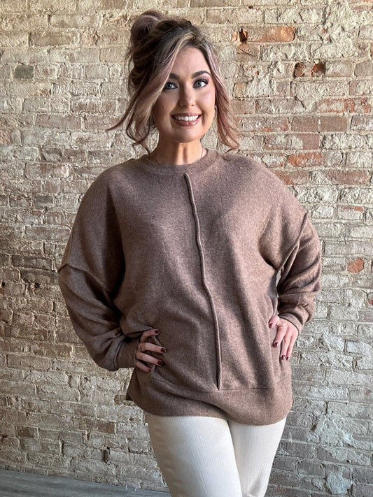 Soft Brushed Oversized Shirt ~ Mocha