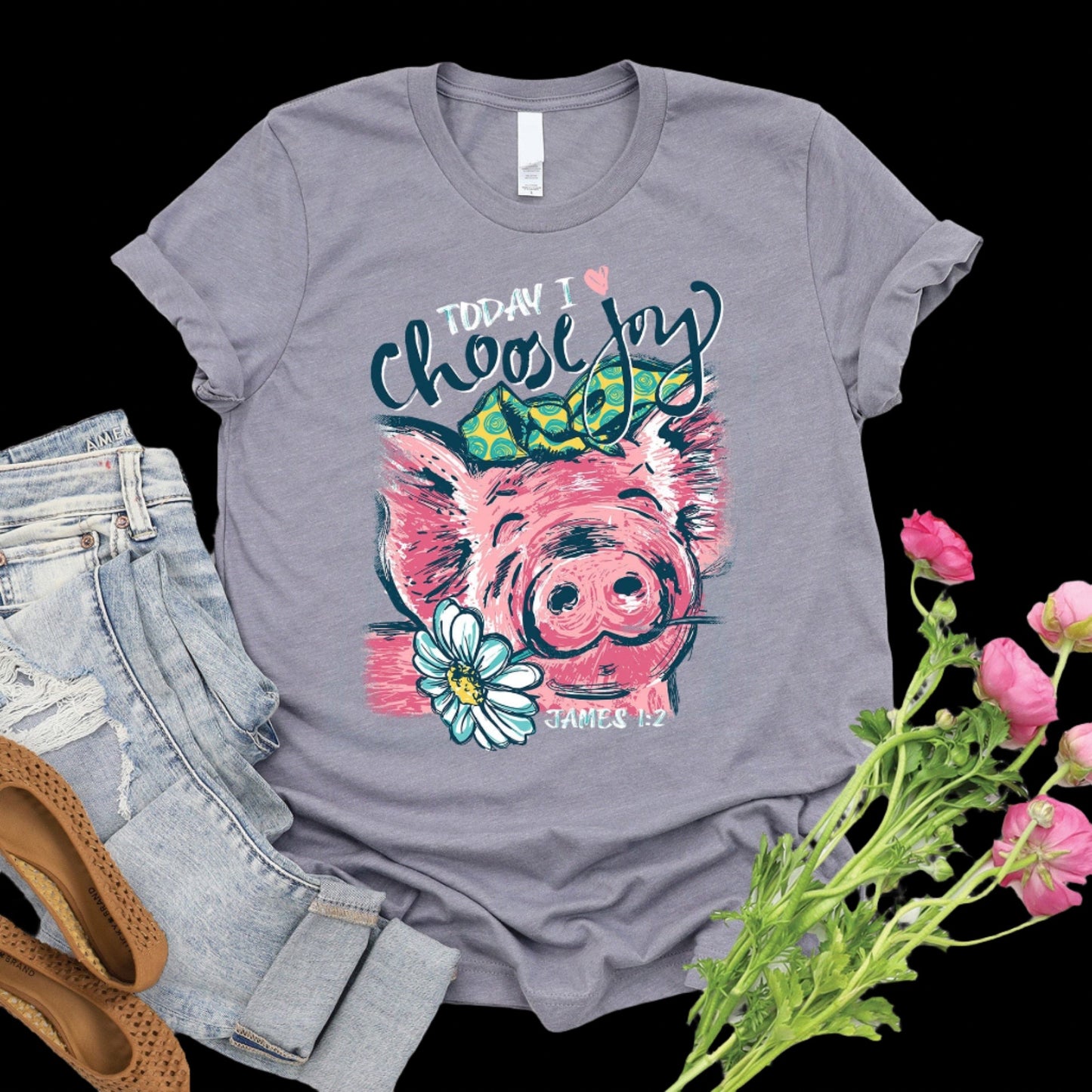 Curvy I Choose Joy T-Shirt ~ Heather