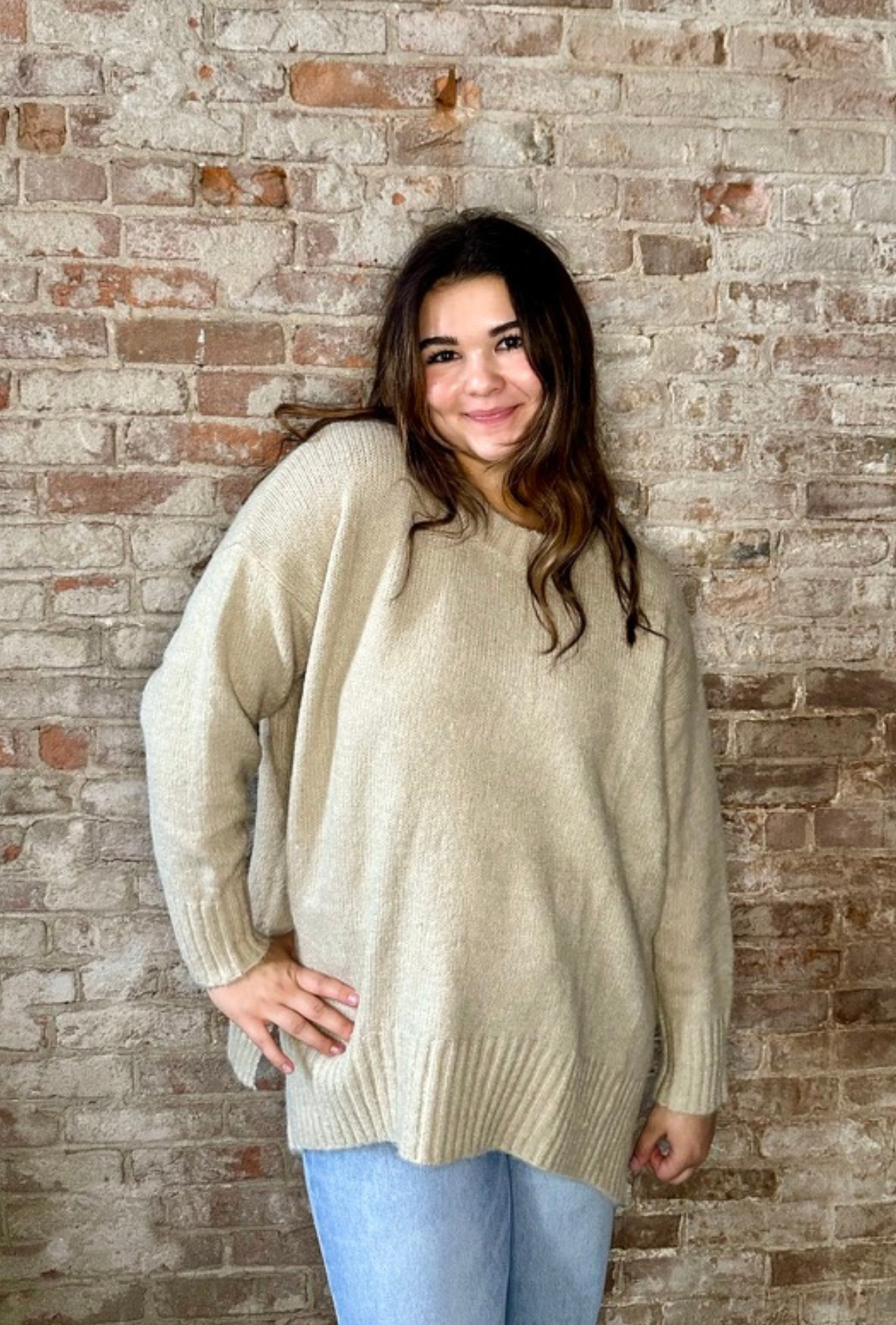 Curvy Oversized Sweater ~ Stone