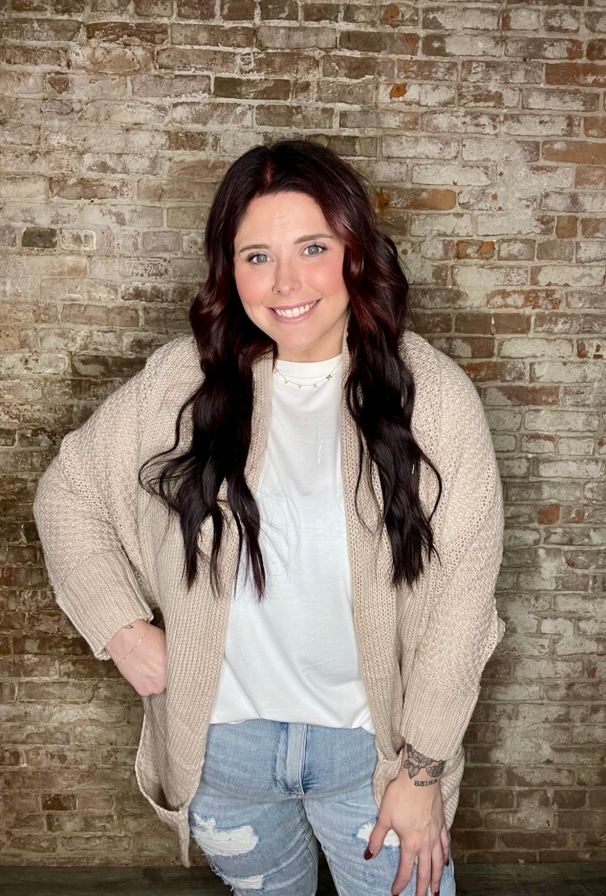 Curvy Dolman Sleeved Cardigan ~ Oatmeal