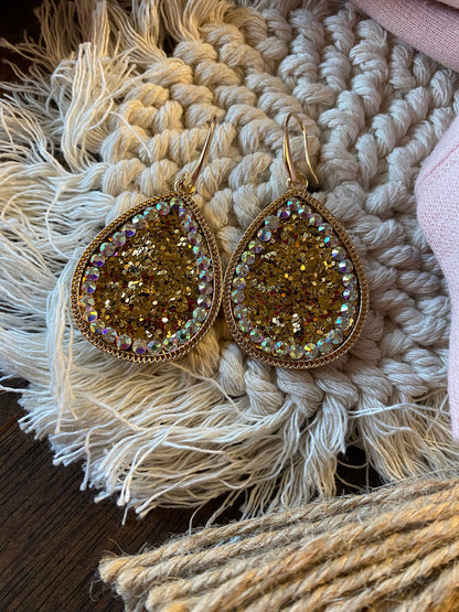 Sparkling Dangle Earrings ~ Gold
