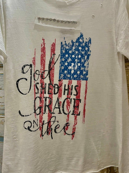 A Rare Bird Shop - God Shed His Grace on Thee Tattered Tee: Lxl